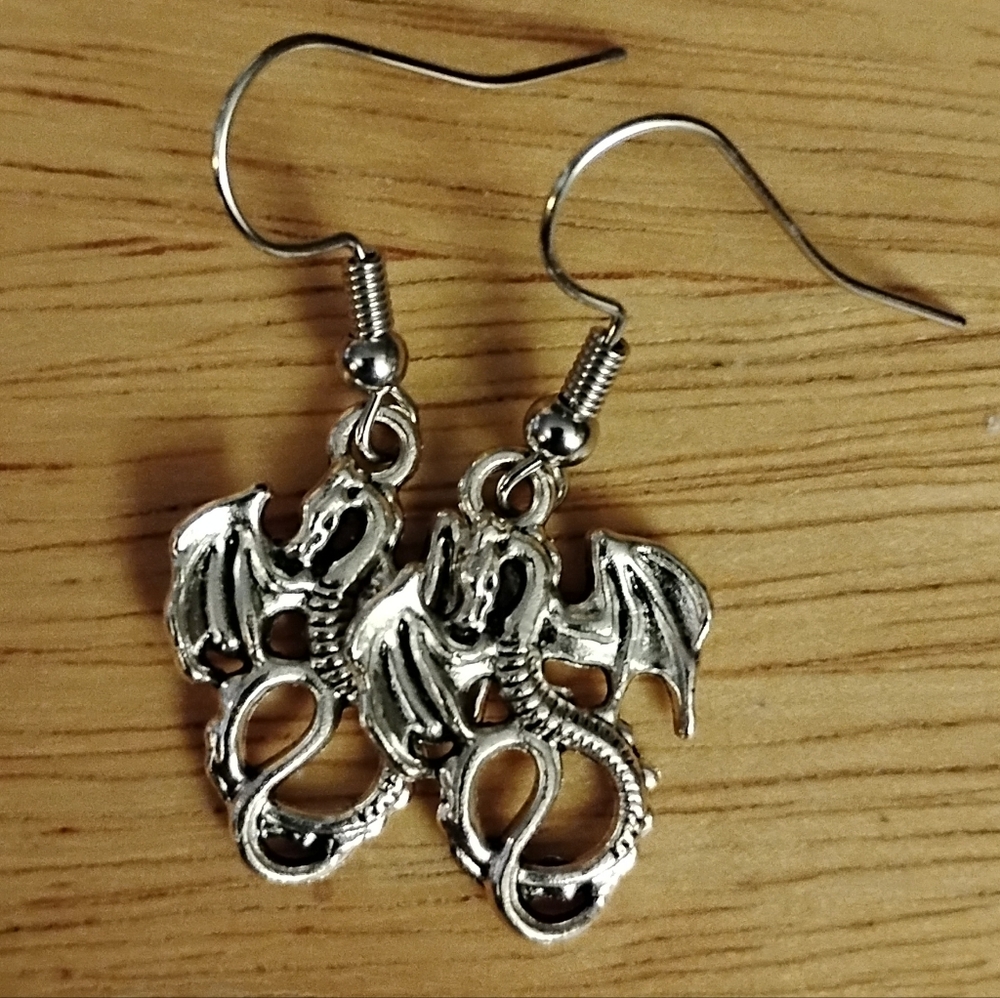 Silver Dragon Earrings